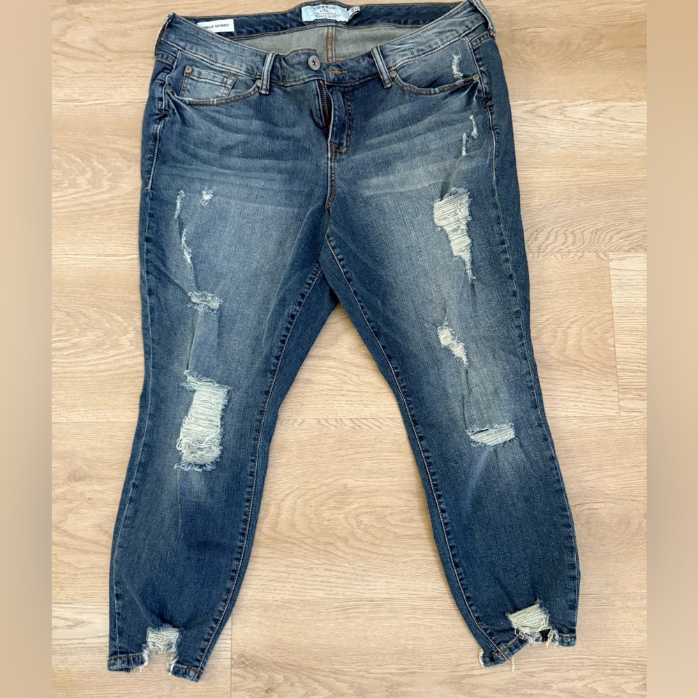 Torrid Distressed Skinny Jeans - Dark Blue